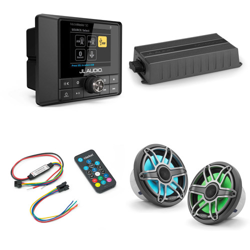JL Audio MM50 & MX500/4 w/ M6-770X-S-Gmti-i, RGB LED, Gunmetal & Titanium Sport Grille Speakers & LED Controller