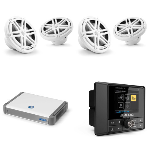 JL Audio MM50 & MHD600/4 w/ (2) M3-770X-S-Gw 7.7 Sport Grill White Speakers