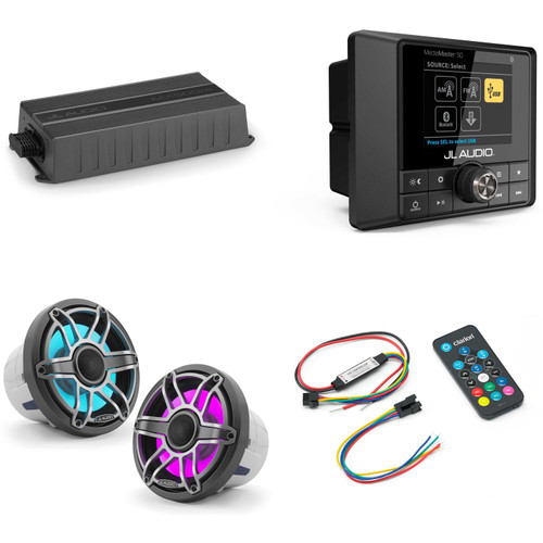 JL Audio MM50 & MX500/4 w/ M6-880X-S-Gmti-i, RGB LED, Gunmetal & Titanium Sport Grille Speakers & LED Controller