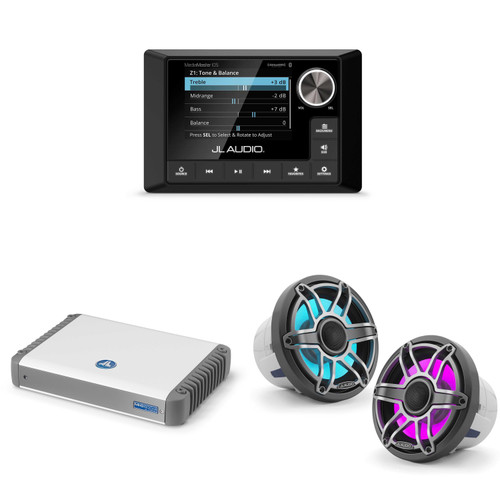 JL Audio MM105 & MHD600/4 w/ M6-880X-S-Gmti-i, RGB LED, Gunmetal & Titanium Sport Grille Speakers
