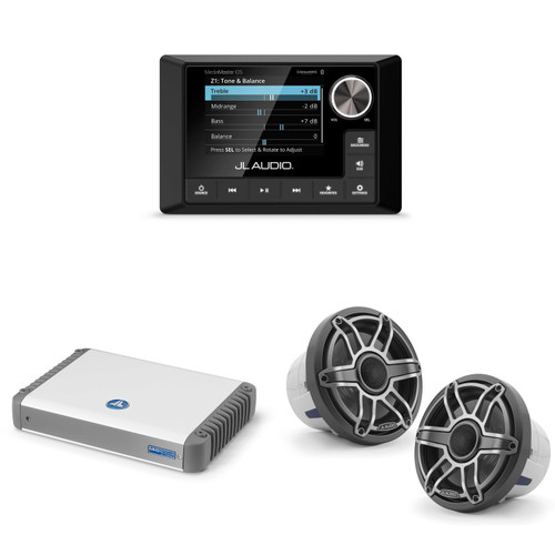 JL Audio MM105 & MHD600/4 w/ M6-880X-S-Gmti, Gunmetal & Titanium Sport Grille Speakers