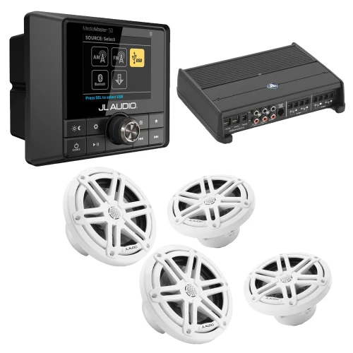 JL Audio MM50 & XDM400/4 w/ (2) M3-650X-S-Gw 6.5 Sport Grill White Speakers