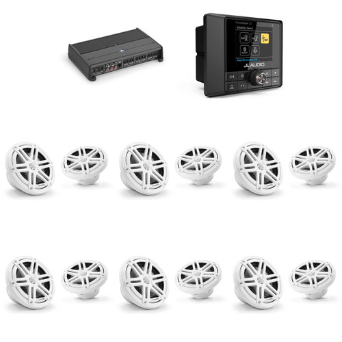 JL Audio MM50 & XDM600/6 w/ (6) M3-650X-S-Gw 6.5 Sport Grill White Speakers