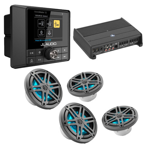 JL Audio MM50 & XDM400/4 w/ (2) M3-650X-S-Gm-i LED 6.5 Sport Grill Gunmetal Speakers
