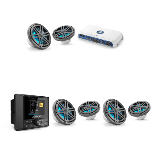 JL Audio MM50 & MV600/6i w/ (3) M3-770X-S-Gm-i LED 7.7 Sport Grill Gunmetal Speakers