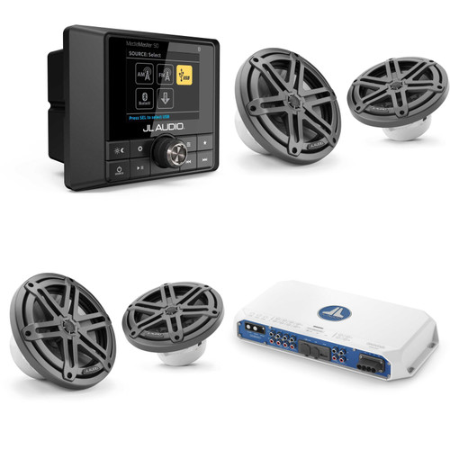 JL Audio MM50 & MV800/8i w/ (2) M3-770X-S-Gm 7.7 Sport Grill Gunmetal Speakers