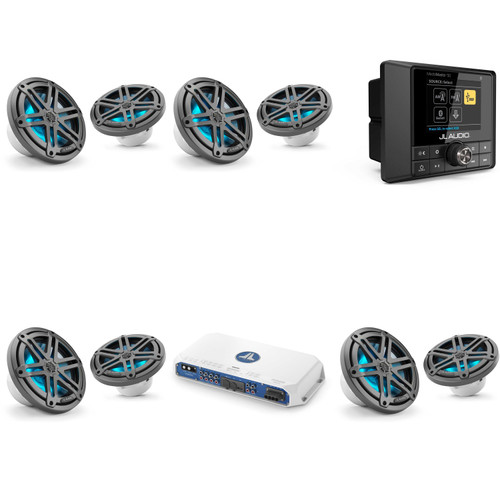 JL Audio MM50 & MV800/8i w/ (4) M3-770X-S-Gm-i LED 7.7 Sport Grill Gunmetal Speakers