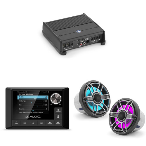 JL Audio MM105 & XDM200/2 w/ M6-880X-S-Gmti-i, RGB LED, Gunmetal & Titanium Sport Grille Speakers