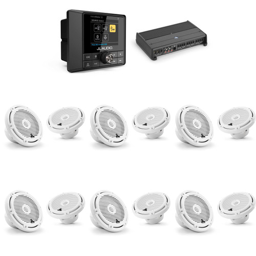 JL Audio MM50 & XDM600/6 w/ (6) M3-770X-C-Gw 7.7 Classic Grill White Speakers