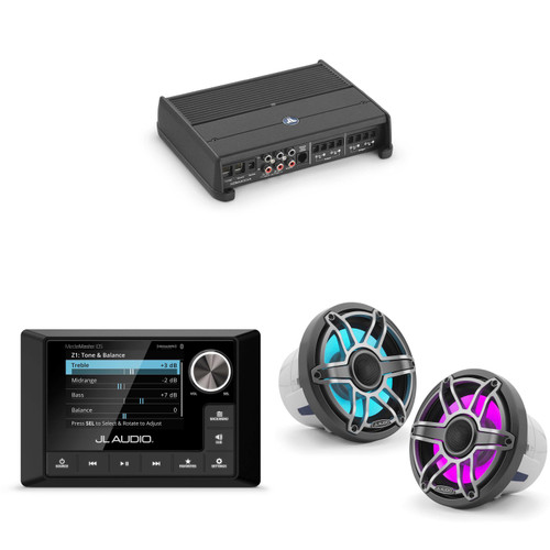 JL Audio MM105 & XDM400/4 w/ M6-880X-S-Gmti-i, RGB LED, Gunmetal & Titanium Sport Grille Speakers
