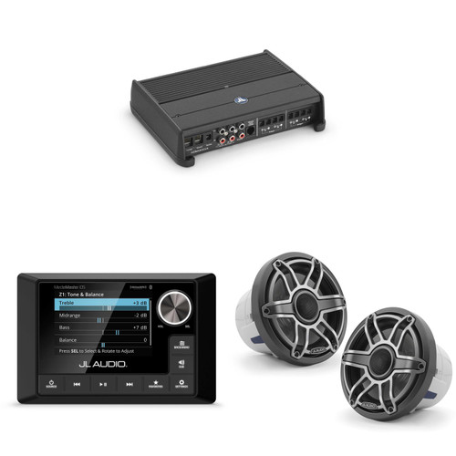 JL Audio MM105 & XDM400/4 w/ M6-880X-S-Gmti, Gunmetal & Titanium Sport Grille Speakers
