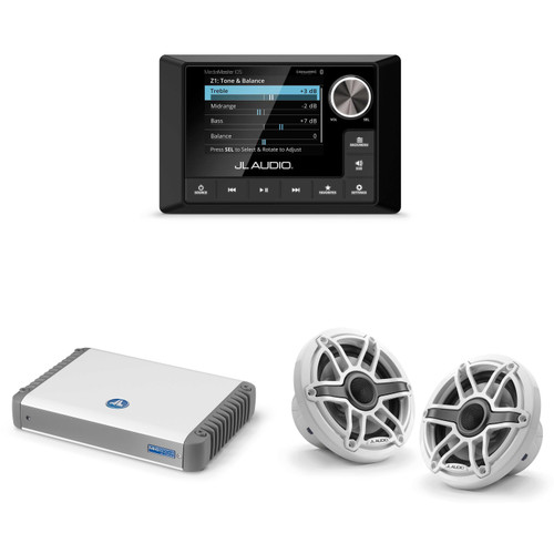 JL Audio MM105 & MHD600/4 w/ M6-650X-S-GwGw, Gloss White, Sport Grille Speakers