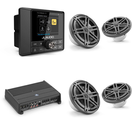 JL Audio MM50 & XDM400/4 w/ (2) M3-770X-S-Gm 7.7 Sport Grill Gunmetal Speakers