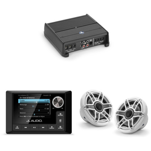 JL Audio MM105 & XDM200/2 w/ M6-650X-S-GwGw, Gloss White, Sport Grille Speakers