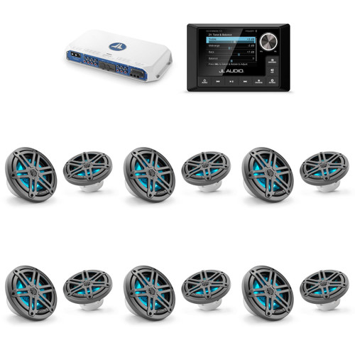 JL Audio MM105 & MV600/6i w/ (6) M3-650X-S-Gm-i LED 6.5 Sport Grill Gunmetal Speakers