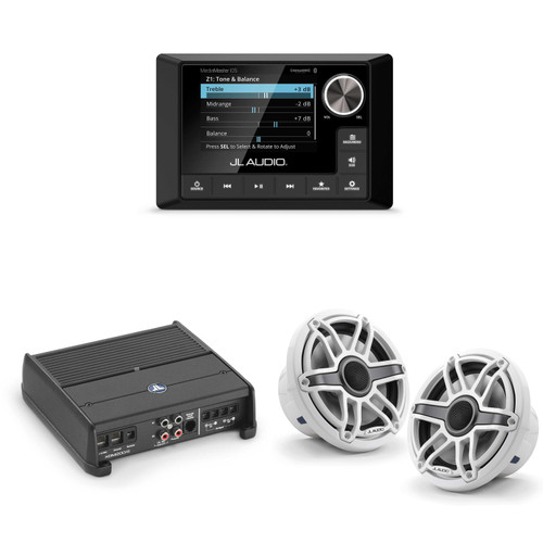 JL Audio MM105 & XDM200/2 w/ M6-770X-S-GwGw, Gloss White, Sport Grille Speakers