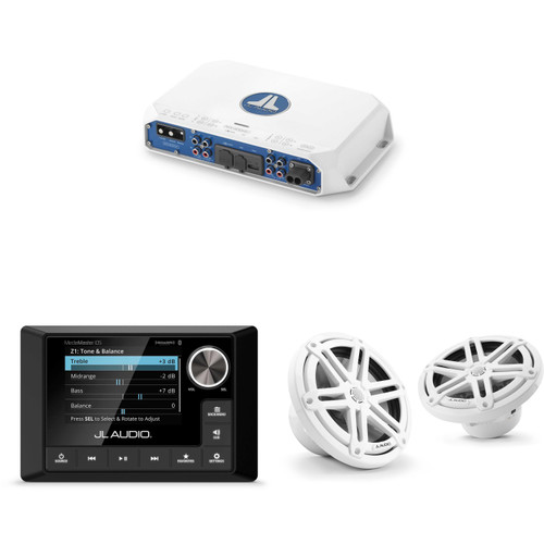 JL Audio MM105 & MV400/4i w/ M3-770X-S-Gw 7.7 Sport Grill White Speakers