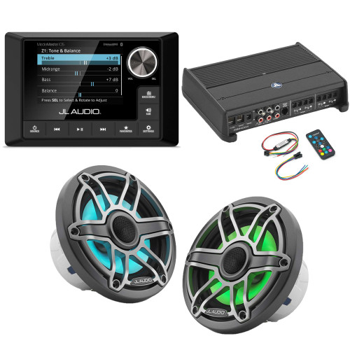 JL Audio MM105 & XDM400/4 w/ M6-650X-S-Gmti-i, RGB LED, Gunmetal & Titanium Sport Grille Speakers & LED Controller