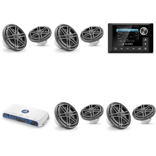JL Audio MM105 & MV800/8i w/ (4) M3-770X-S-Gm 7.7 Sport Grill Gunmetal Speakers