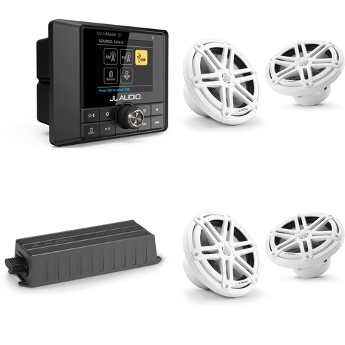 JL Audio MM50 & MX280/4 w/ (2) M3-770X-S-Gw 7.7 Sport Grill White Speakers