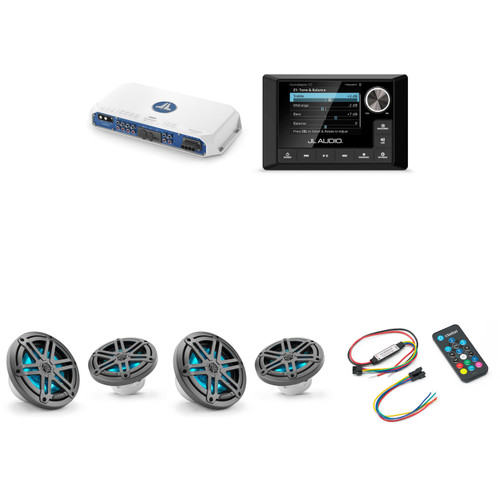JL Audio MM105 & MV800/8i w/ (2) M3-650X-S-Gm-i LED 6.5 Sport Grill Gunmetal Speakers & LED Remote