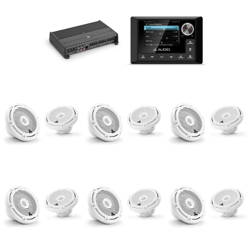 JL Audio MM105 & XDM600/6 w/ (6) M3-650X-C-Gw 6.5 Classic Grill White Speakers