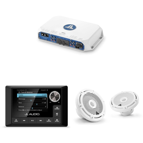 JL Audio MM105 & MV400/4i w/ M3-650X-C-Gw 6.5 Classic Grill White Speakers