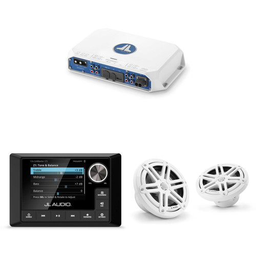 JL Audio MM105 & MV400/4i w/ M3-650X-S-Gw 6.5 Sport Grill White Speakers