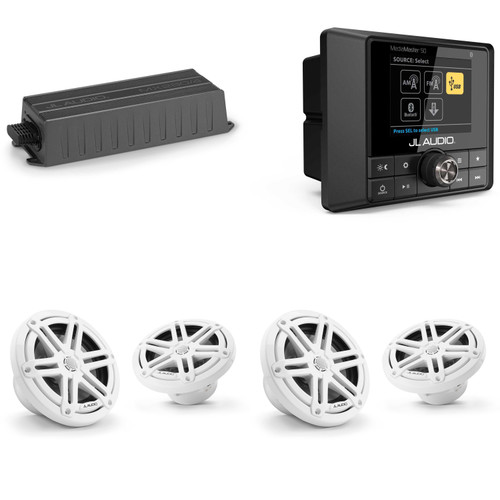 JL Audio MM50 & MX280/4 w/ (2) M3-650X-S-Gw 6.5 Sport Grill White Speakers