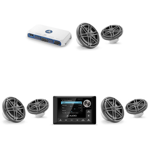 JL Audio MM105 & MV600/6i w/ (3) M3-770X-S-Gm 7.7 Sport Grill Gunmetal Speakers