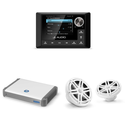 JL Audio MM105 & MHD600/4 w/ M3-650X-S-Gw 6.5 Sport Grill White Speakers