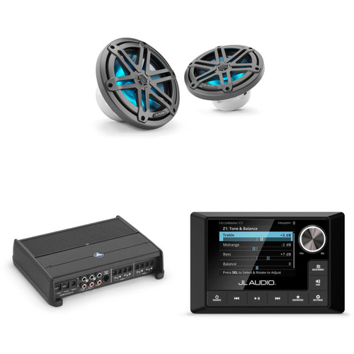JL Audio MM105 & XDM400/4 w/ M3-770X-S-Gm-i LED 7.7 Sport Grill Gunmetal Speakers