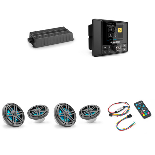 JL Audio MM50 & MX500/4 w/ (2) M3-650X-S-Gm-i LED 6.5 Sport Grill Gunmetal Speakers & LED Remote