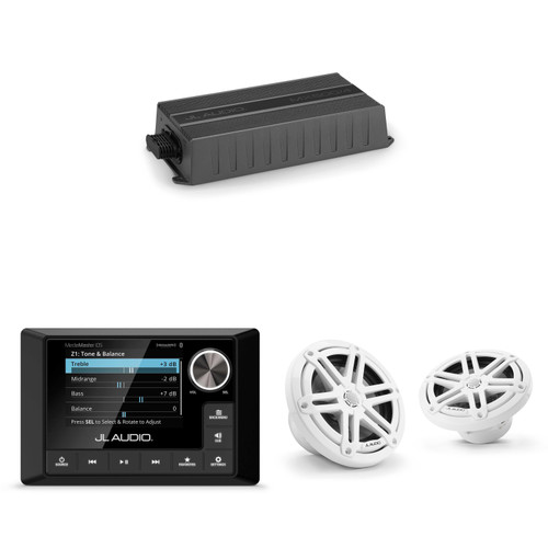 JL Audio MM105 & MX500/4 w/ M3-650X-S-Gw 6.5 Sport Grill White Speakers