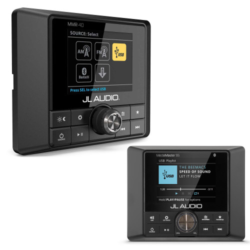 JL Audio MM55 Weatherproof Marine Source Unit with Full-Color LCD Display & MMR-40 NMEA 2000 Wired Remote