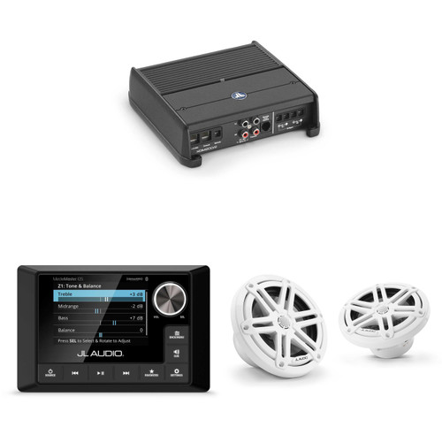 JL Audio MM105 & XDM200/2 w/ M3-650X-S-Gw 6.5 Sport Grill White Speakers