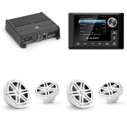 JL Audio MM105 & XDM200/2 w/ (2) M3-650X-S-Gw 6.5 Sport Grill White Speakers