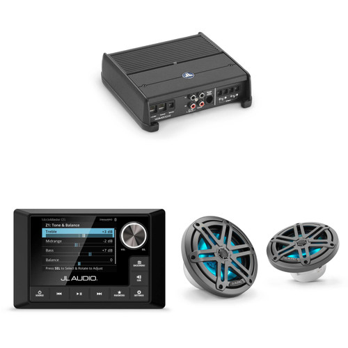 JL Audio MM105 & XDM200/2 w/ M3-650X-S-Gm-i LED 6.5 Sport Grill Gunmetal Speakers
