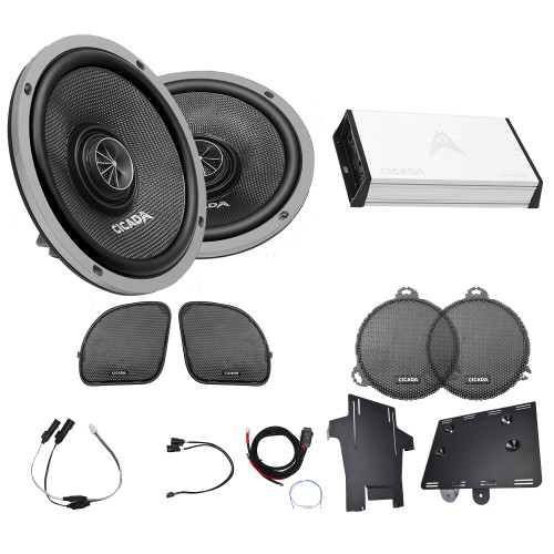 Cicada Audio 14CXCXX-2X2 14-23 HD CX250.2D 250 Watt 2 Ch Amplifier and CXX65.2 6 1/2" Pro Coaxial with Amp Mount and Harnesses - Used, Open Box
