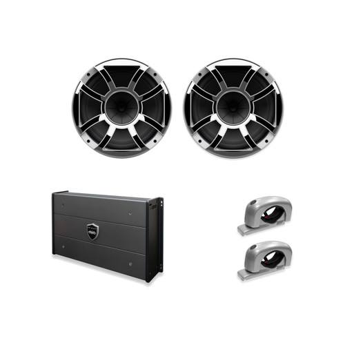 Wet Sounds REV 10 HD XS-W + Silver Fixed Clamp + SYN-DX2.3HP Amp