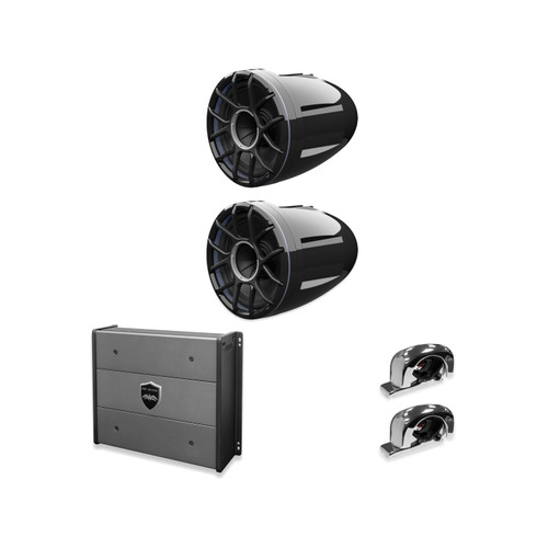 Wet Sounds REV 10 HD XZ-B + Stainless Fixed Clamp + SYN-DX2 Amp