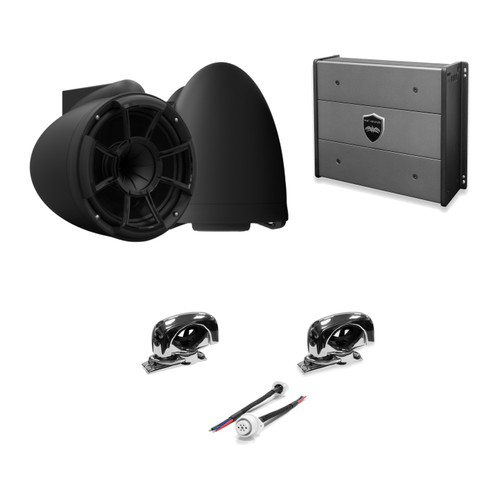 Wet Sounds REV 10 SE Black + Stainless Swivel Clamp + SYN-DX2 Amp