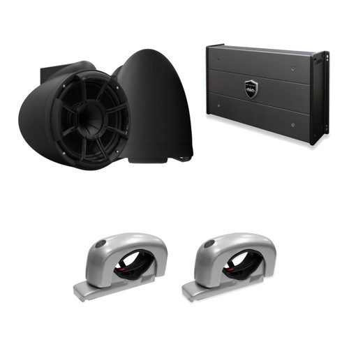 Wet Sounds REV 10 SE Black + Silver Fixed Clamp + SYN-DX2.3HP Amp