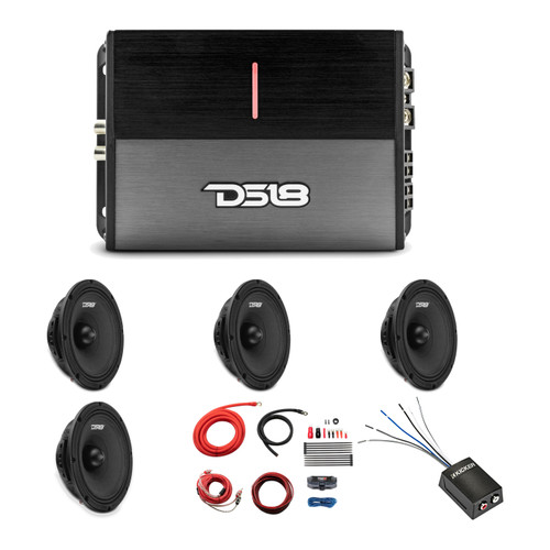 DS18 8XL750NB-4 8in 4-Speaker Pro Audio Kit w/ Amp + Wiring