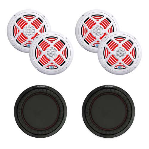 ATG 8in White RGB 2-Pair DIY Boombox Kit w/ Kicker Radiators