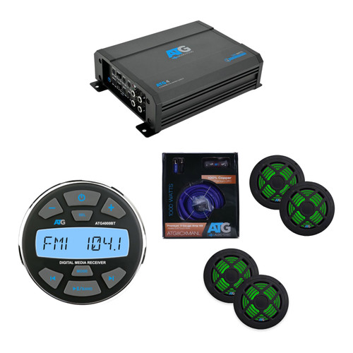 ATG 8in Black RGB 4-Speaker Marine Kit + Amp + Bluetooth