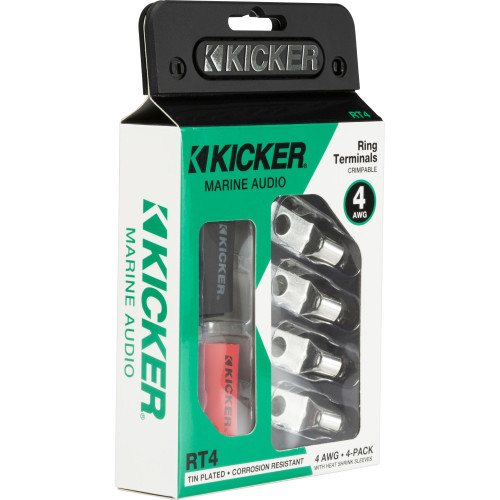 Kicker 47RT4 Nickel Plated 4awg 5/16' Ring Terminal 4 Pack - Used, Open Box