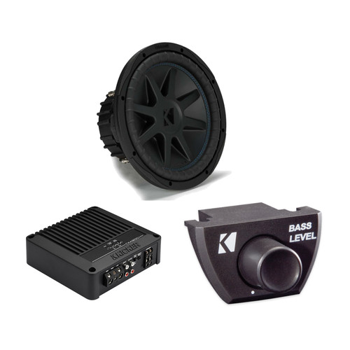 Kicker 53CXA9001 Amplifier, 50CVX122 12" CompVX Subwoofer & Bass Knob