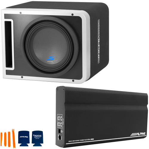 Alpine S-SB10V 10" Vented Loaded Halo Enclosure with Alpine KTA-200 PowerStack Amplifier