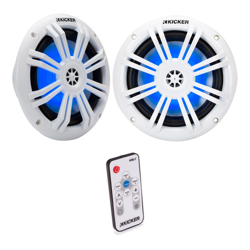 Kicker 6.5-Inch LED Marine Speaker Pair with KMLC Color Controller